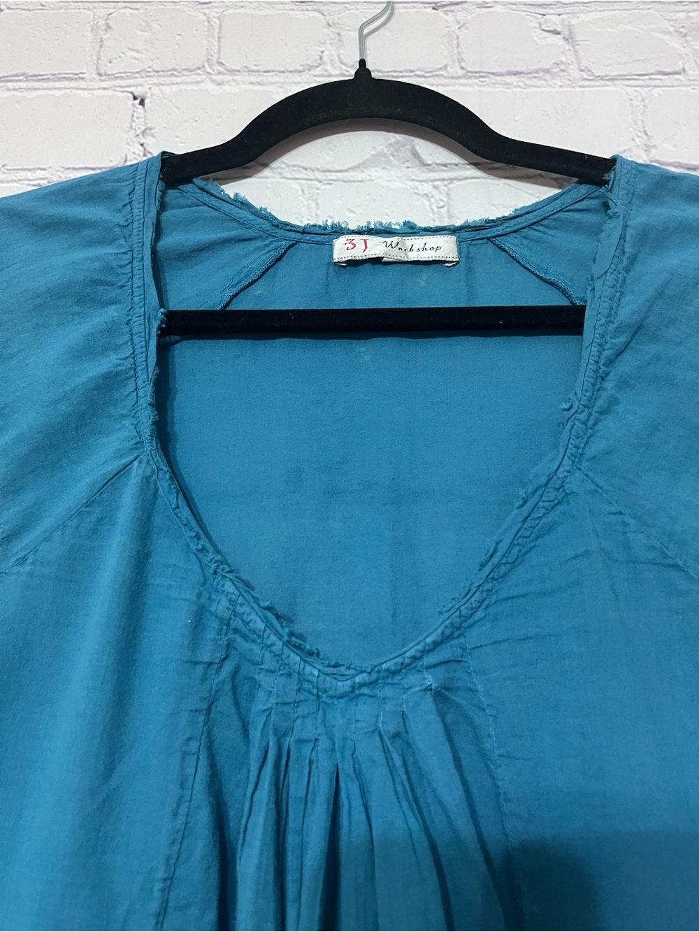Johnny Was 3J Workshop Blouse Embroidered Boho Tunic Top Blue Size Medium DESC - Picture 6 of 12